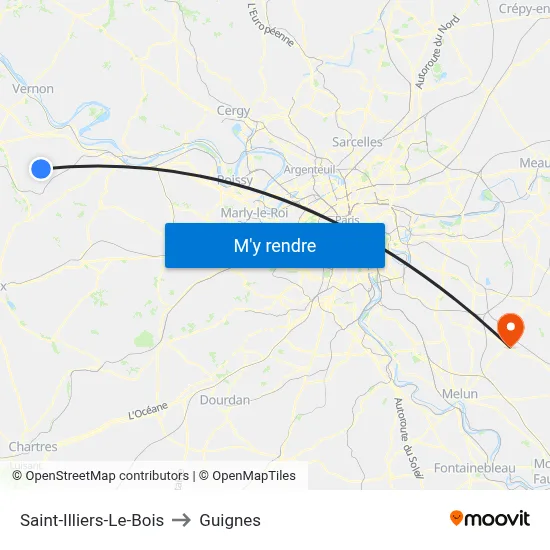 Saint-Illiers-Le-Bois to Guignes map