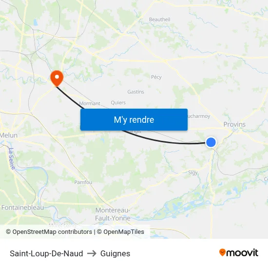 Saint-Loup-De-Naud to Guignes map