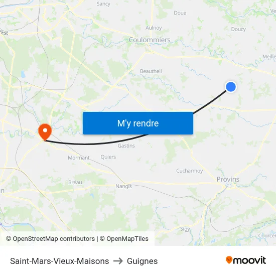 Saint-Mars-Vieux-Maisons to Guignes map