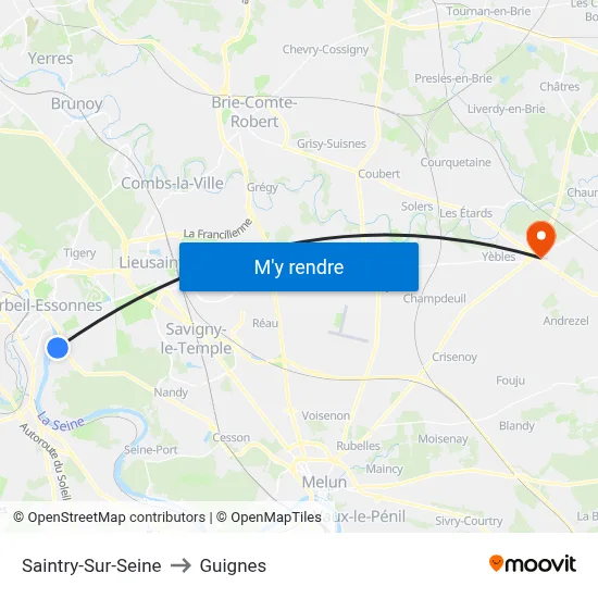 Saintry-Sur-Seine to Guignes map