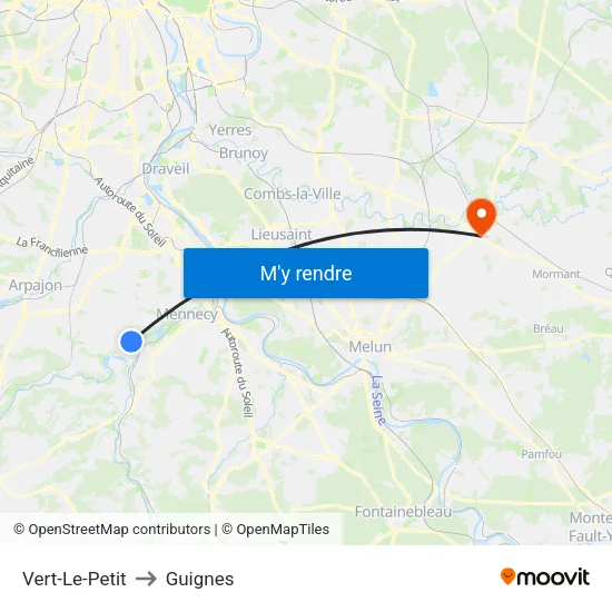 Vert-Le-Petit to Guignes map