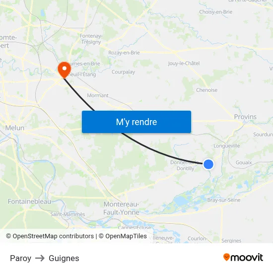 Paroy to Guignes map