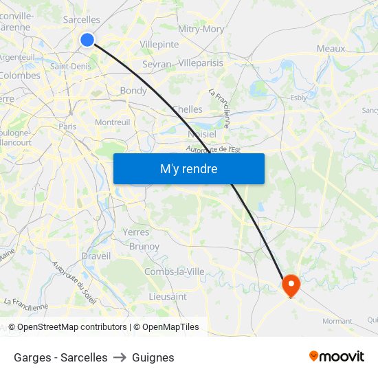 Garges - Sarcelles to Guignes map