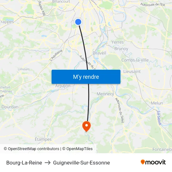 Bourg-La-Reine to Guigneville-Sur-Essonne map