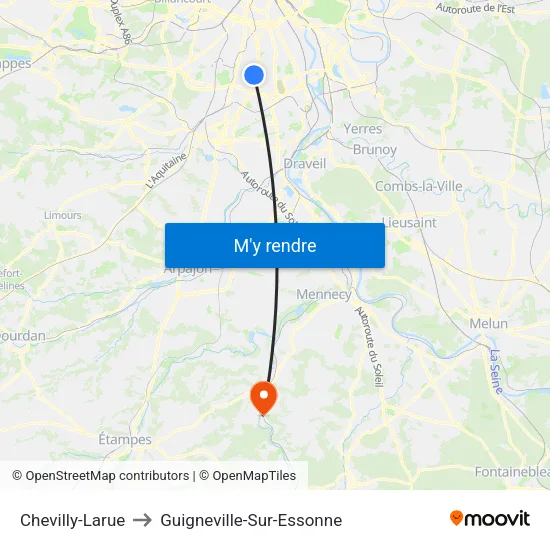 Chevilly-Larue to Guigneville-Sur-Essonne map