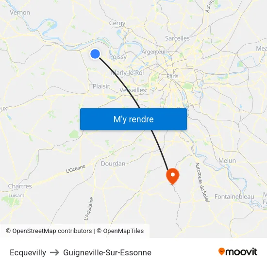 Ecquevilly to Guigneville-Sur-Essonne map