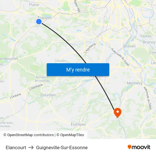 Elancourt to Guigneville-Sur-Essonne map