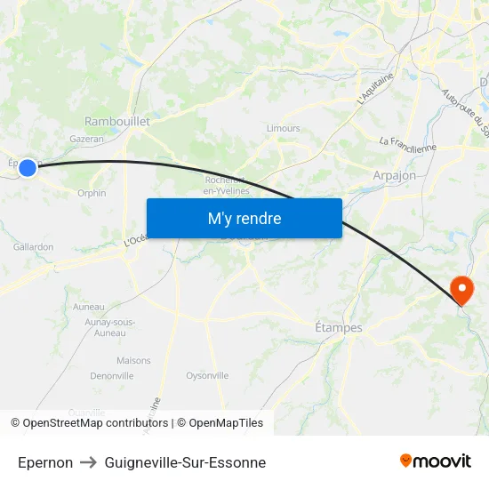 Epernon to Guigneville-Sur-Essonne map