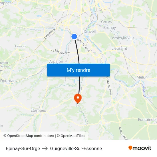 Epinay-Sur-Orge to Guigneville-Sur-Essonne map