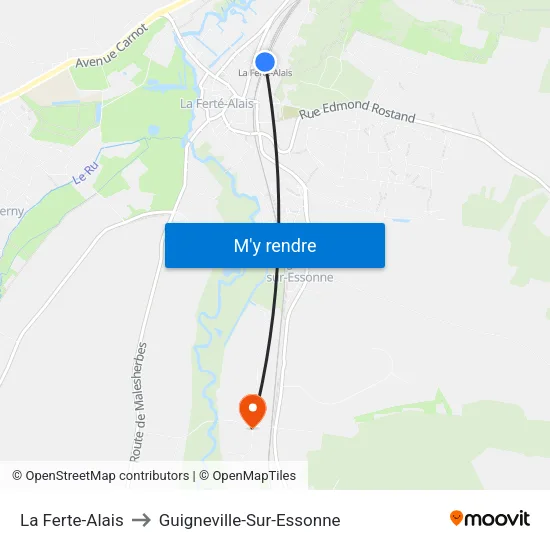 La Ferte-Alais to Guigneville-Sur-Essonne map