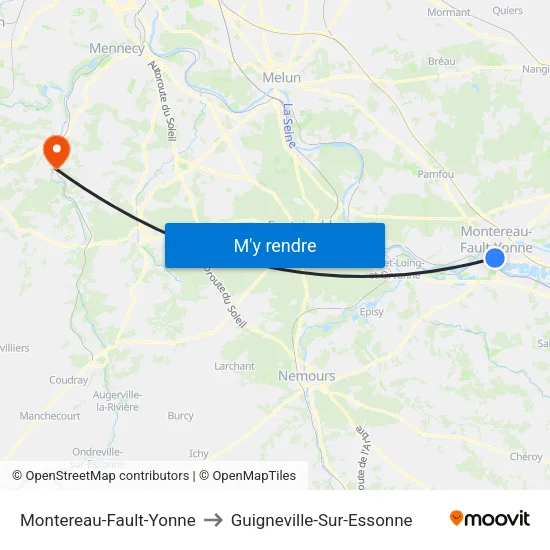 Montereau-Fault-Yonne to Guigneville-Sur-Essonne map