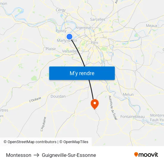 Montesson to Guigneville-Sur-Essonne map