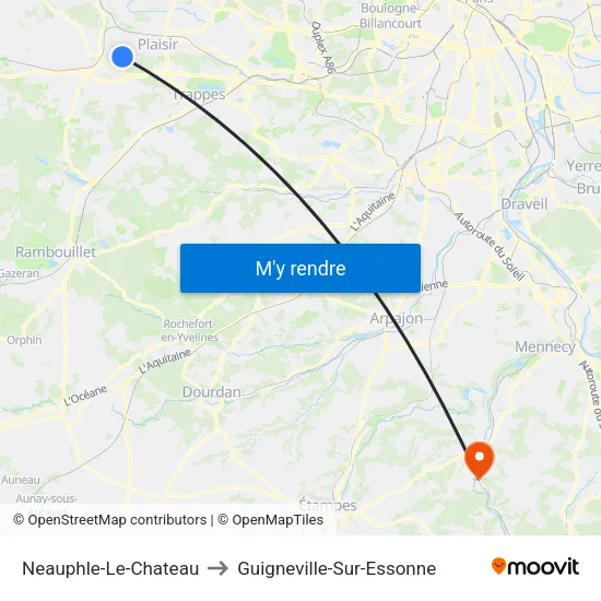 Neauphle-Le-Chateau to Guigneville-Sur-Essonne map