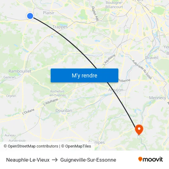 Neauphle-Le-Vieux to Guigneville-Sur-Essonne map