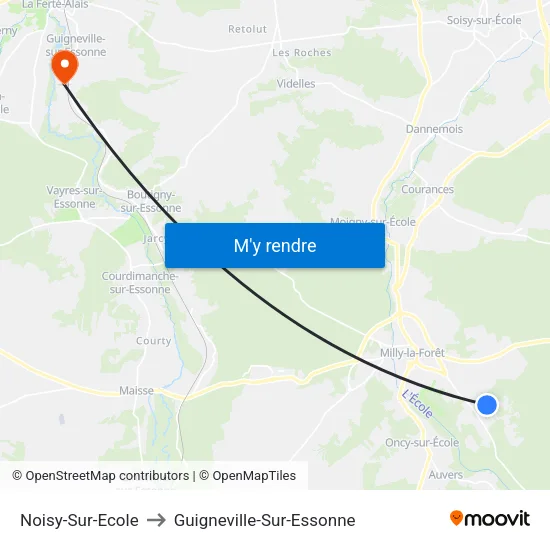 Noisy-Sur-Ecole to Guigneville-Sur-Essonne map