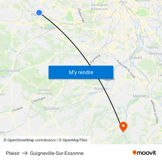 Plaisir to Guigneville-Sur-Essonne map