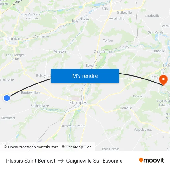 Plessis-Saint-Benoist to Guigneville-Sur-Essonne map