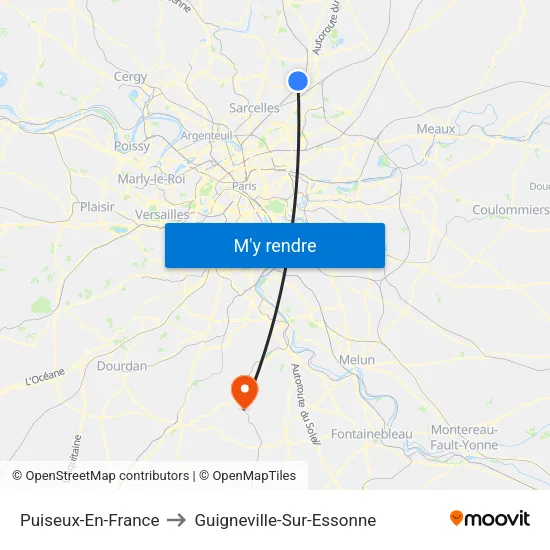 Puiseux-En-France to Guigneville-Sur-Essonne map