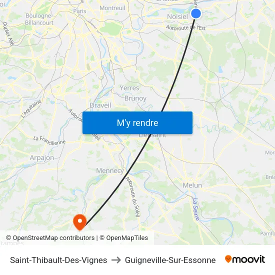 Saint-Thibault-Des-Vignes to Guigneville-Sur-Essonne map
