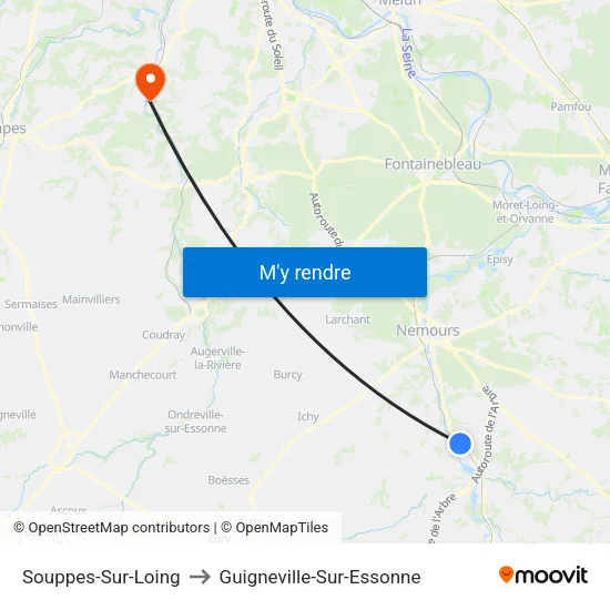 Souppes-Sur-Loing to Guigneville-Sur-Essonne map