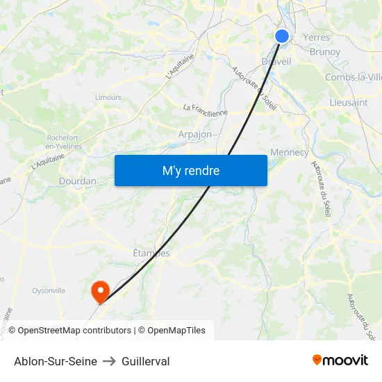 Ablon-Sur-Seine to Guillerval map