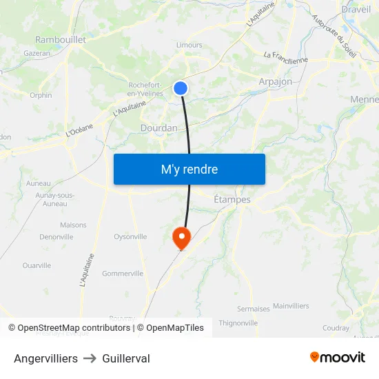 Angervilliers to Guillerval map