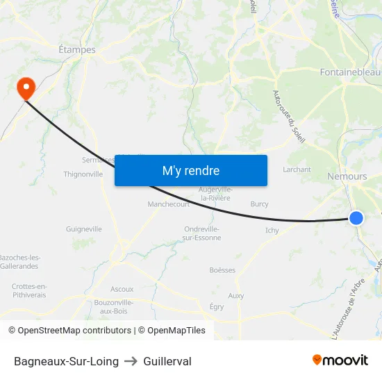 Bagneaux-Sur-Loing to Guillerval map