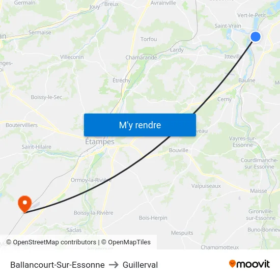 Ballancourt-Sur-Essonne to Guillerval map