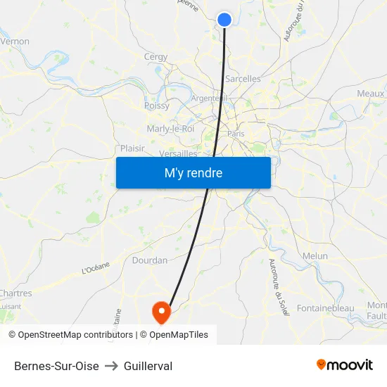 Bernes-Sur-Oise to Guillerval map