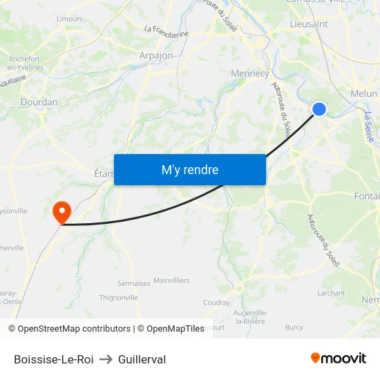 Boissise-Le-Roi to Guillerval map
