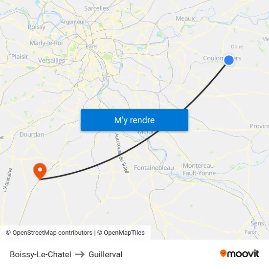 Boissy-Le-Chatel to Guillerval map
