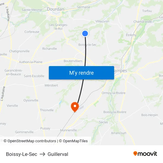 Boissy-Le-Sec to Guillerval map