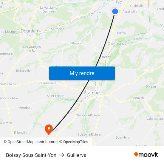 Boissy-Sous-Saint-Yon to Guillerval map