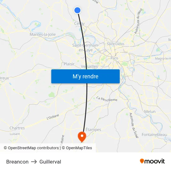 Breancon to Guillerval map