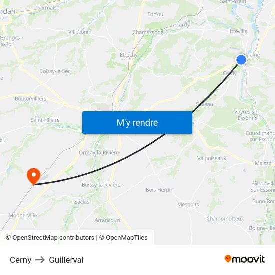 Cerny to Guillerval map