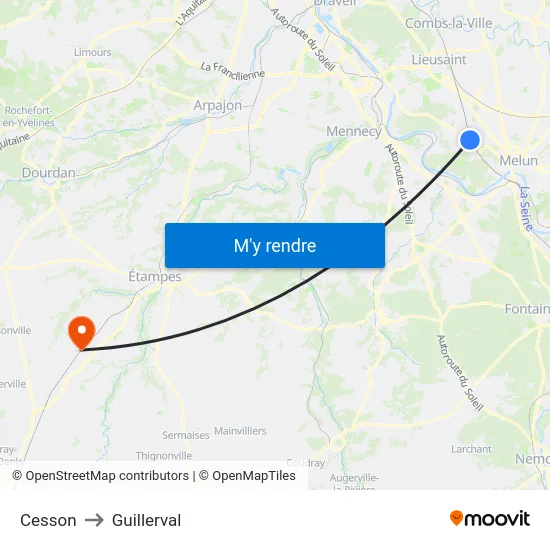 Cesson to Guillerval map