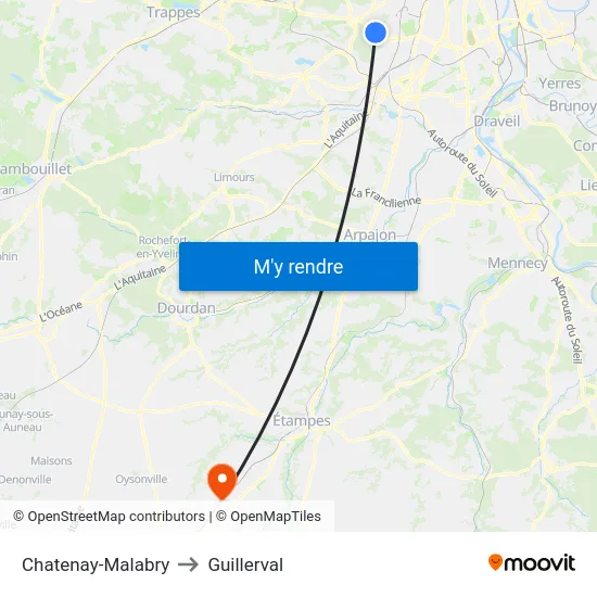 Chatenay-Malabry to Guillerval map