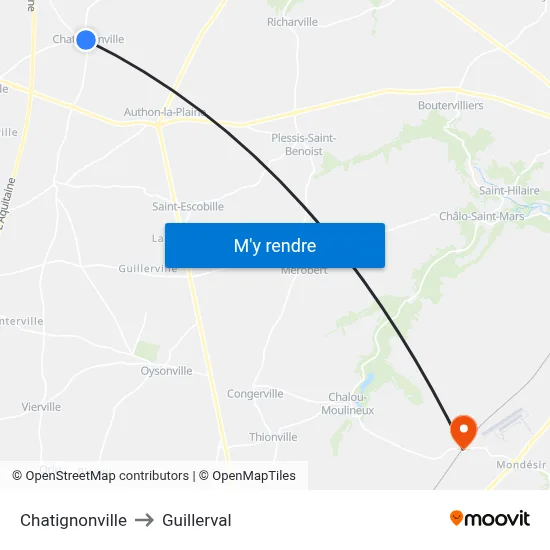 Chatignonville to Guillerval map