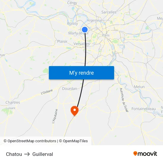 Chatou to Guillerval map