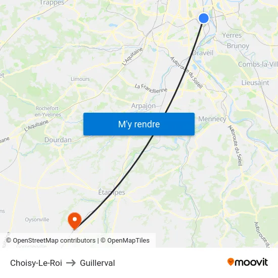Choisy-Le-Roi to Guillerval map