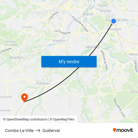 Combs-La-Ville to Guillerval map