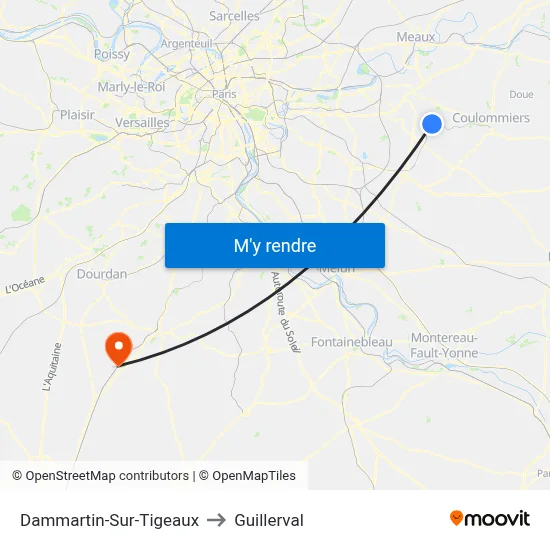 Dammartin-Sur-Tigeaux to Guillerval map