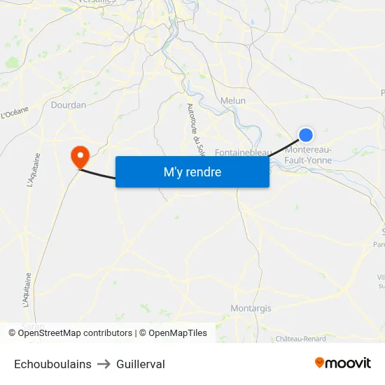 Echouboulains to Guillerval map