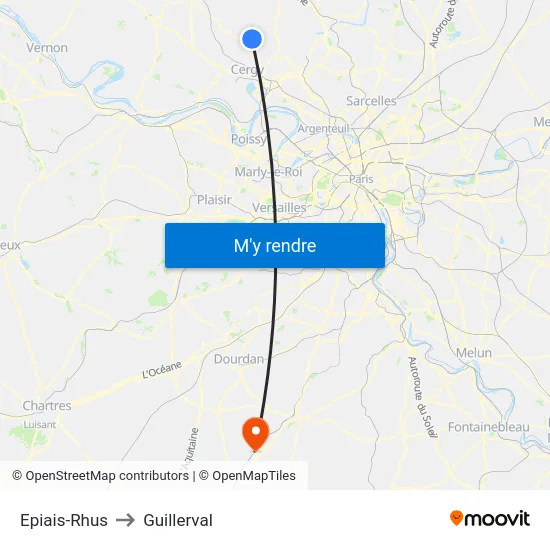 Epiais-Rhus to Guillerval map