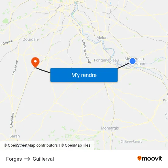 Forges to Guillerval map