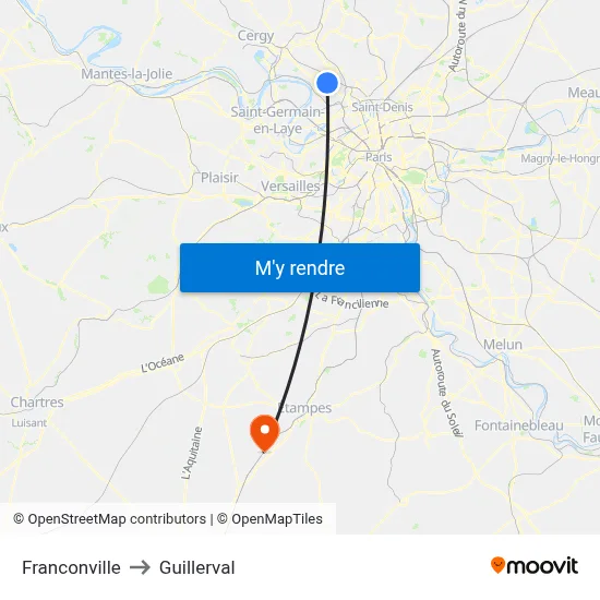 Franconville to Guillerval map