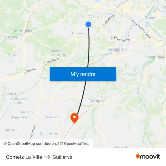 Gometz-La-Ville to Guillerval map