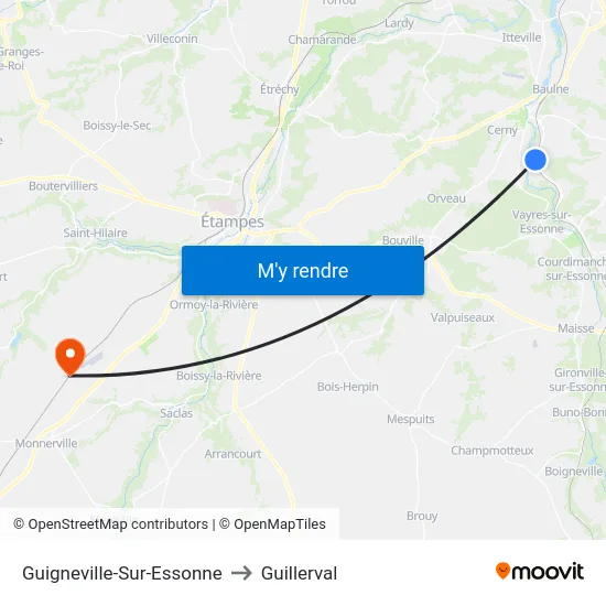 Guigneville-Sur-Essonne to Guillerval map