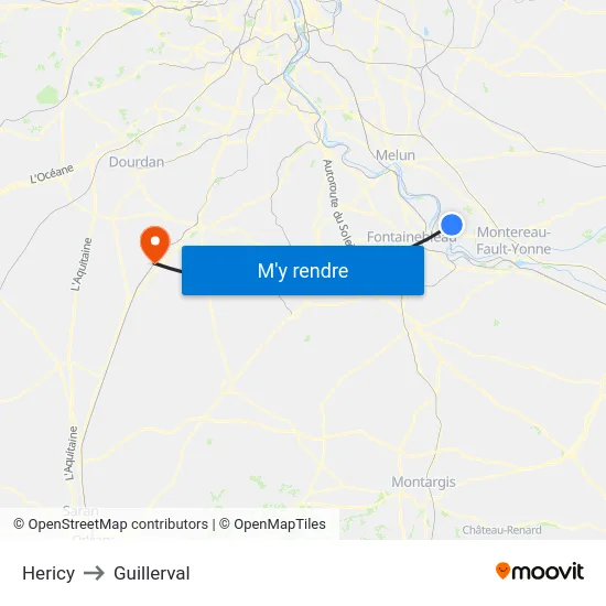 Hericy to Guillerval map