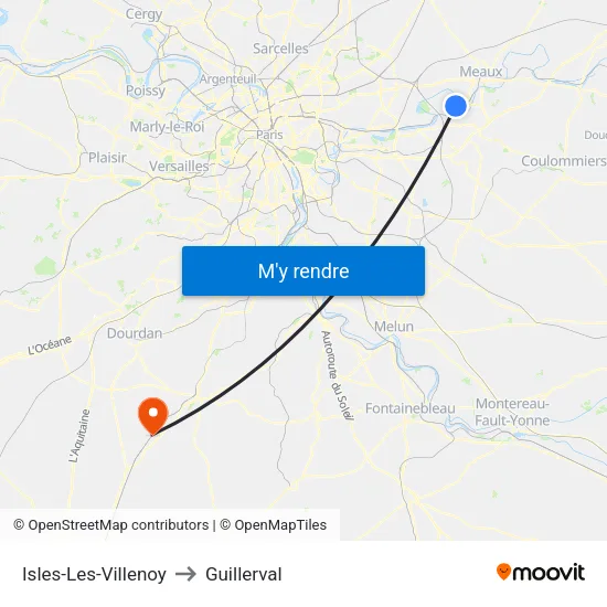Isles-Les-Villenoy to Guillerval map